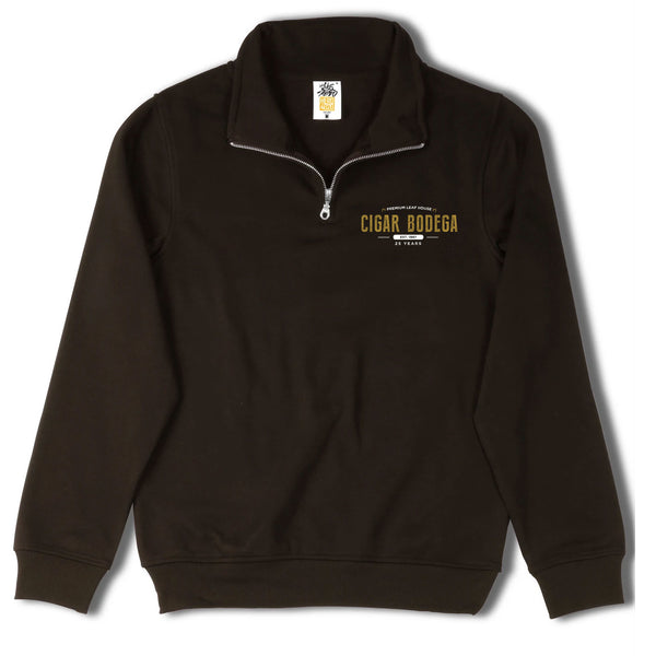 Cigar Bodega Embroidered Quarter Zip (Black) - Just Like Hero